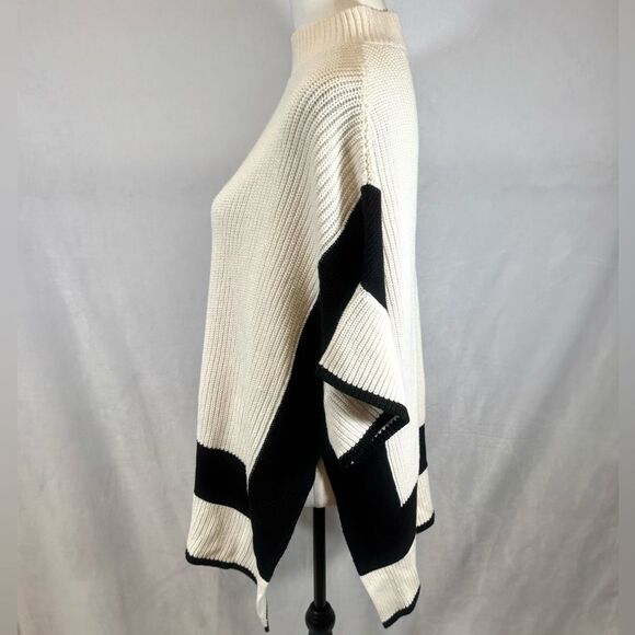 Ann Taylor black and white mock neck color block sweater size XS/S - Picture 5 of 8
